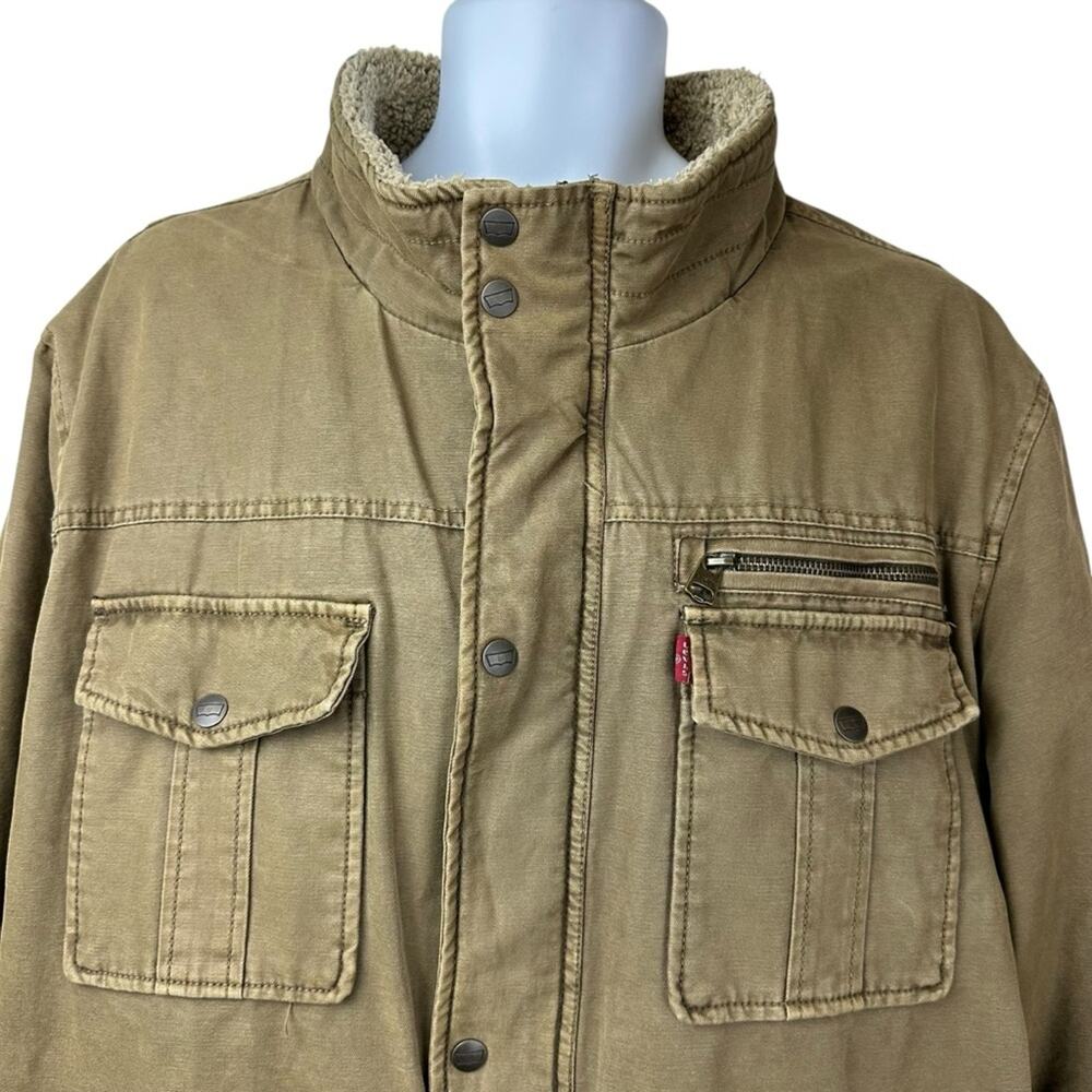 Levi’s Canvas Quilted Utility Trucker Jacket Brown Size XXL - Picture 4 of 11